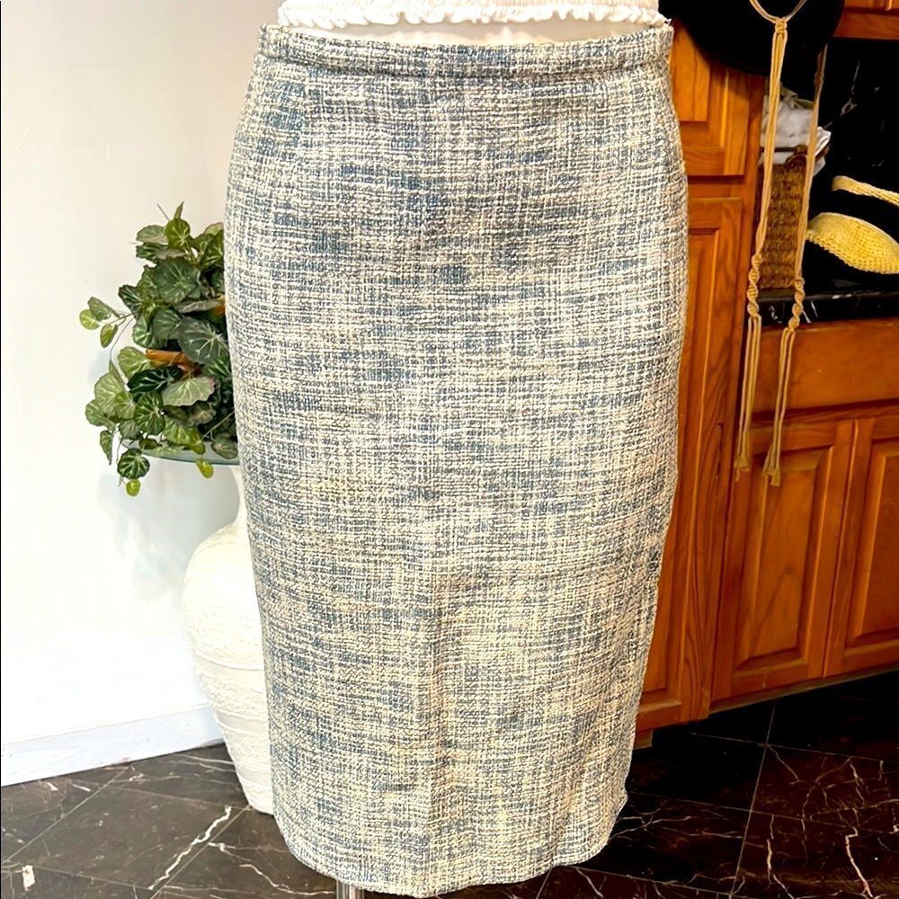 MaxMara Blue and Cream Midi Pencil Skirt for Work